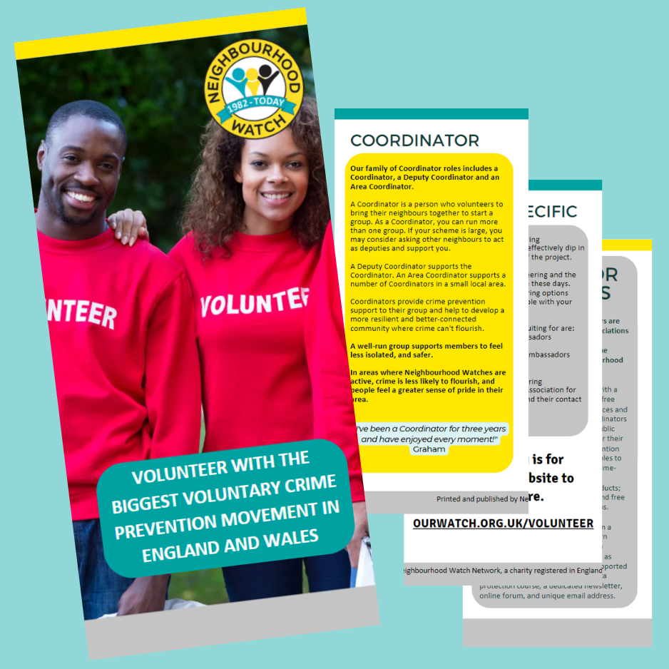 Pack of 50 "Volunteer for Neighbourhood Watch" leaflets