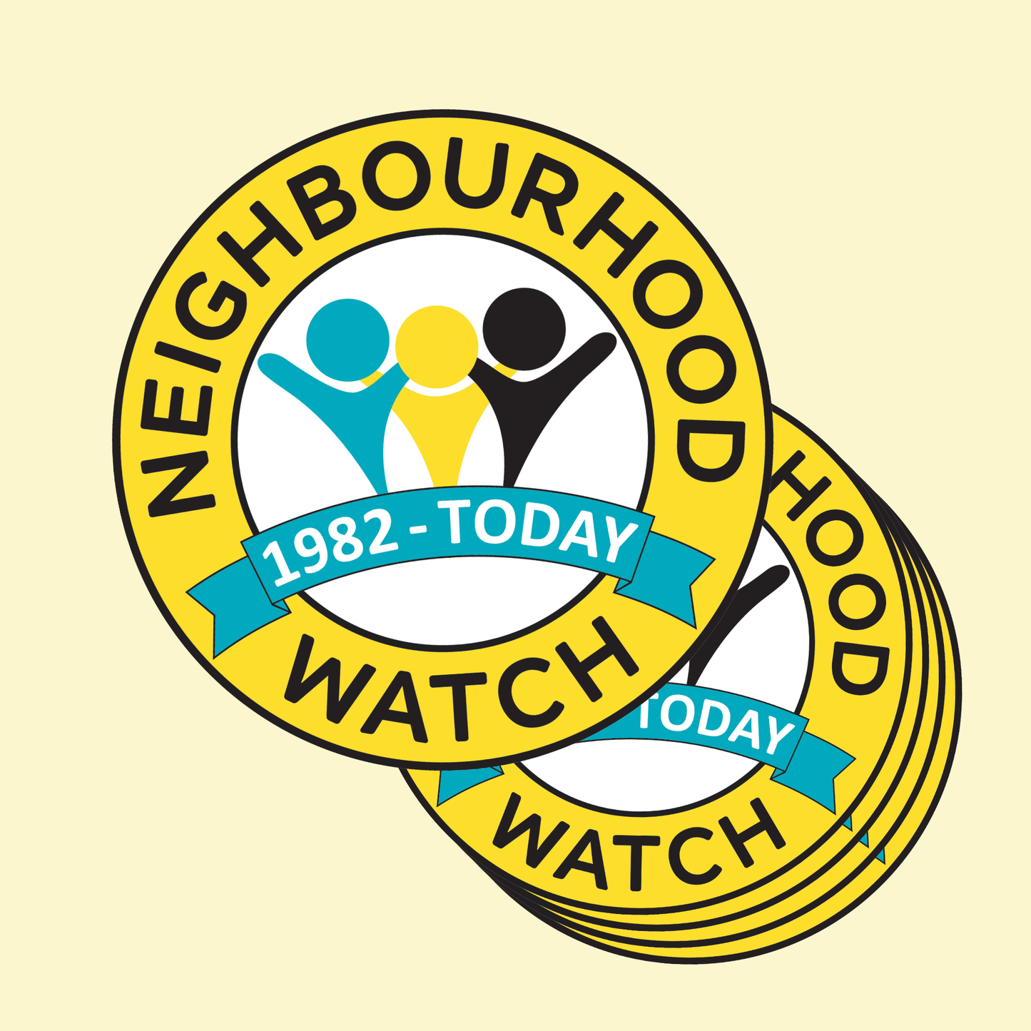 Pack of 50 Neighbourhood Watch 'today' logo window stickers, Alert logo on reverse