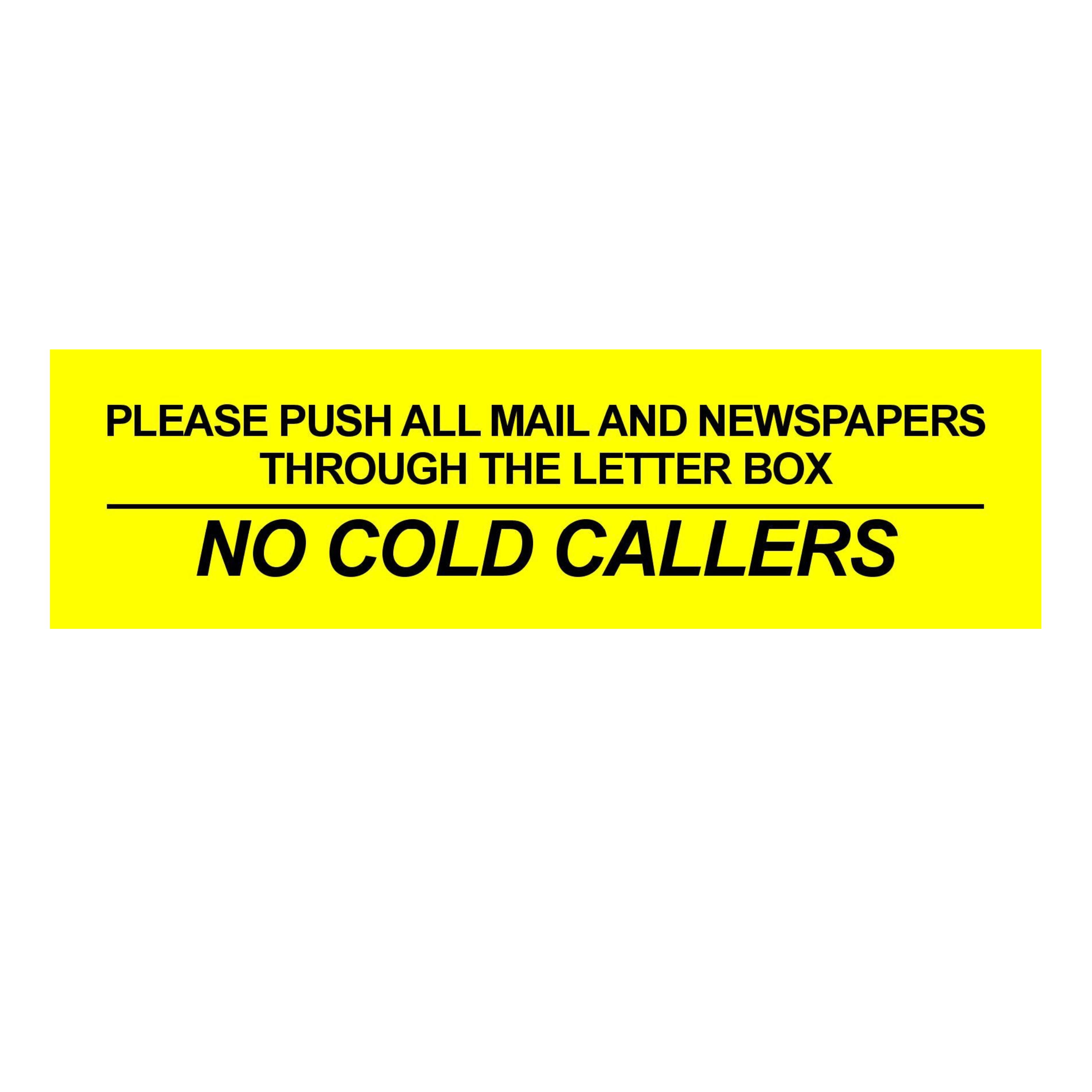 ‘No Cold Callers’ Yellow Letterbox Sticker