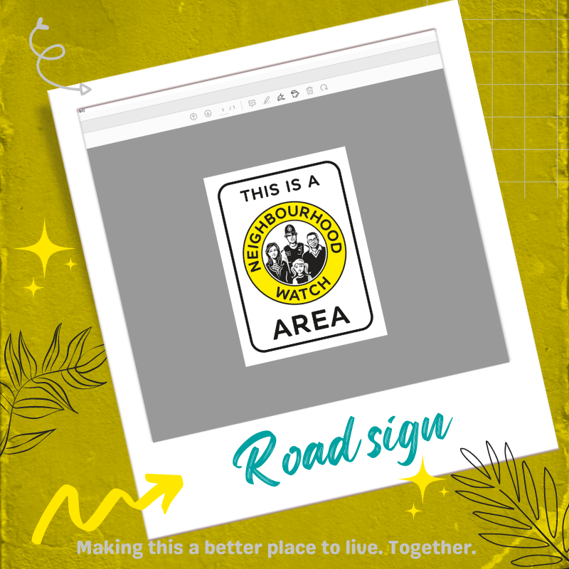 Neighbourhood Watch 'traditional logo' road sign (220 x 300mm) x 1